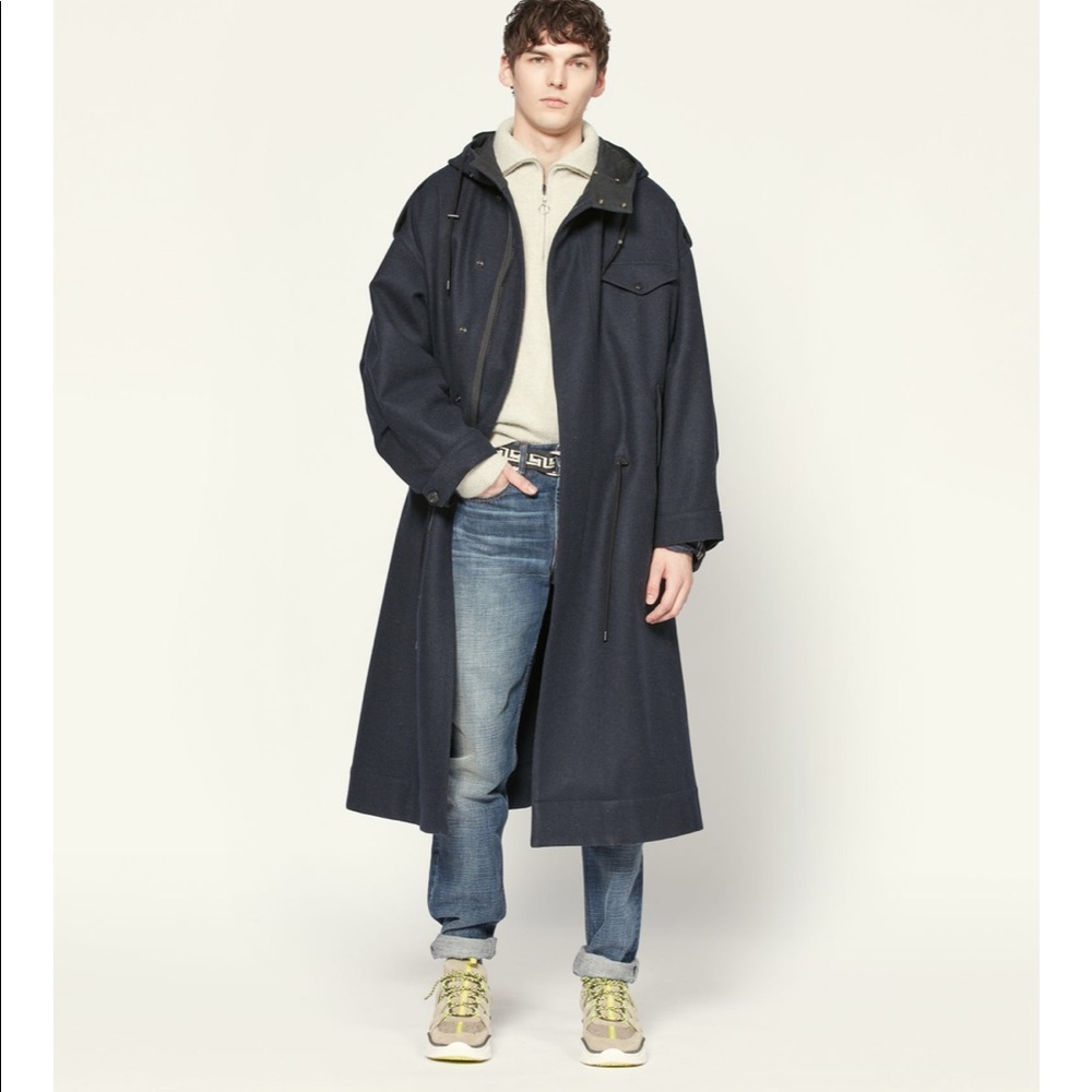 Isabel Marant Navy Long Hooded Performance Coat
